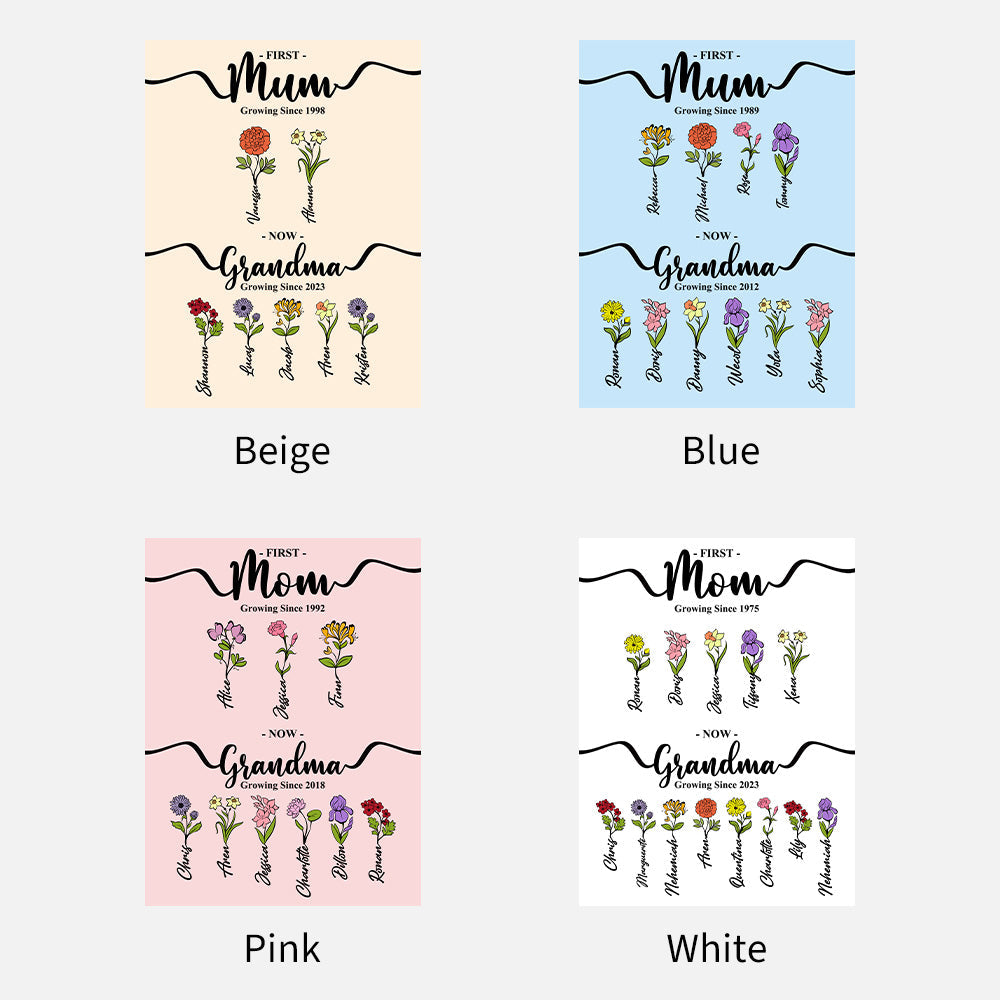 Grandma's & Mom's Garden Names Birth Flower Blanket