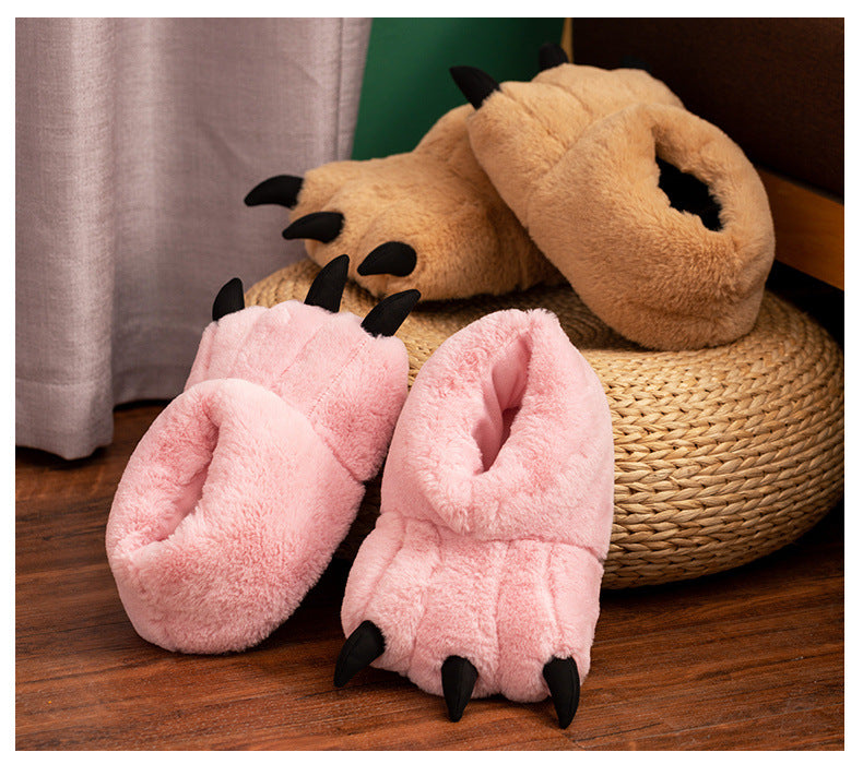 Adults Monster Dinosaur Claw Foot Fur Cuddly Indoor Slippers