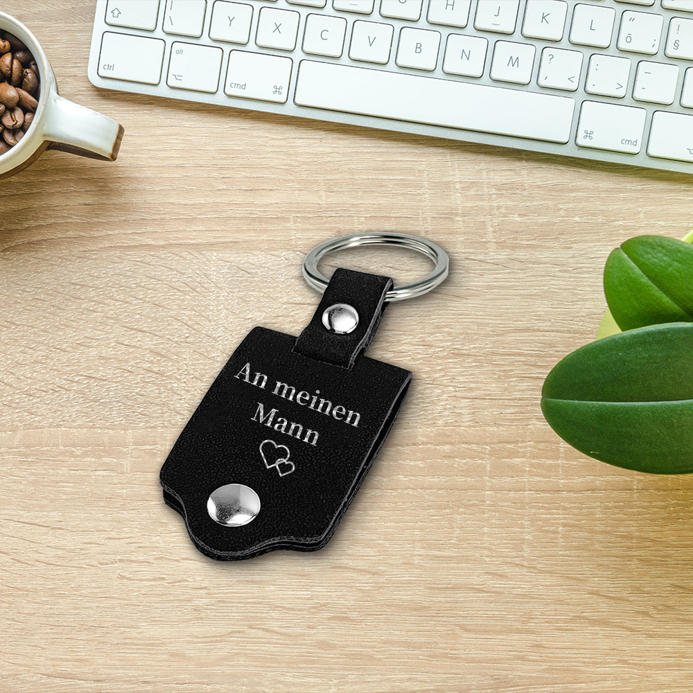 Personalized Photo & Text Leather Keychain-Fahr Vorsichtig, ich brauche dich hier bei mir
