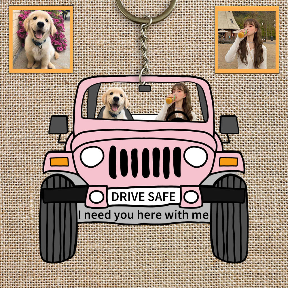 🎁Custom Drive Safe Off Road Car Photos Keychain-💖For Lover💖