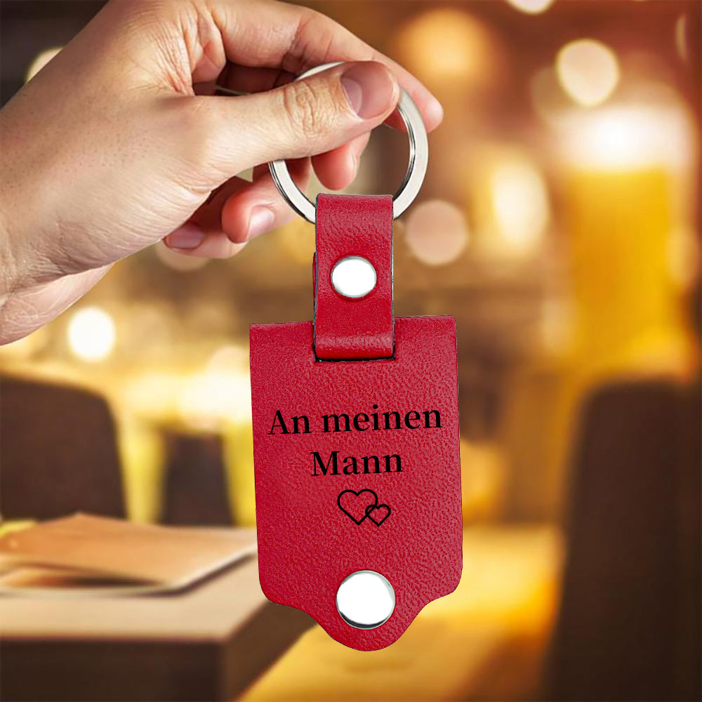 Personalized Photo & Text Leather Keychain-Fahr Vorsichtig, ich brauche dich hier bei mir