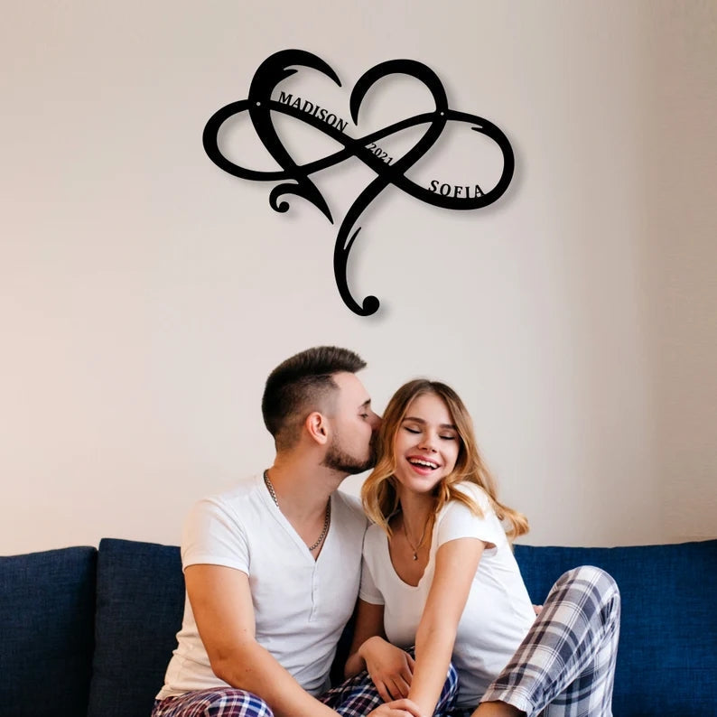 Couples Monogram Metal Sign- For Valentine's Day Gift