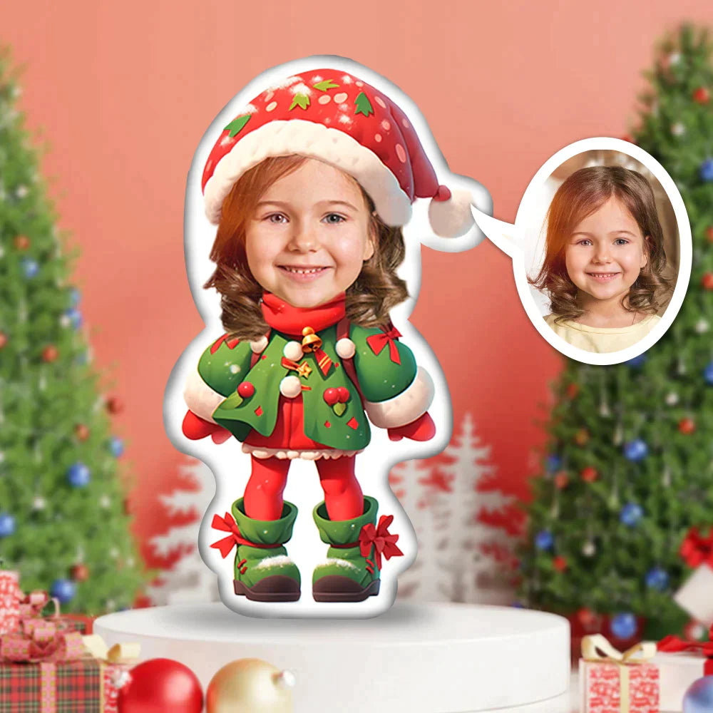 Custom Photo Face Pillow,Happy Christmas Cute Girl Face Pillow, Face Picture Pillow Doll Face Body Pillow Personalized Doll