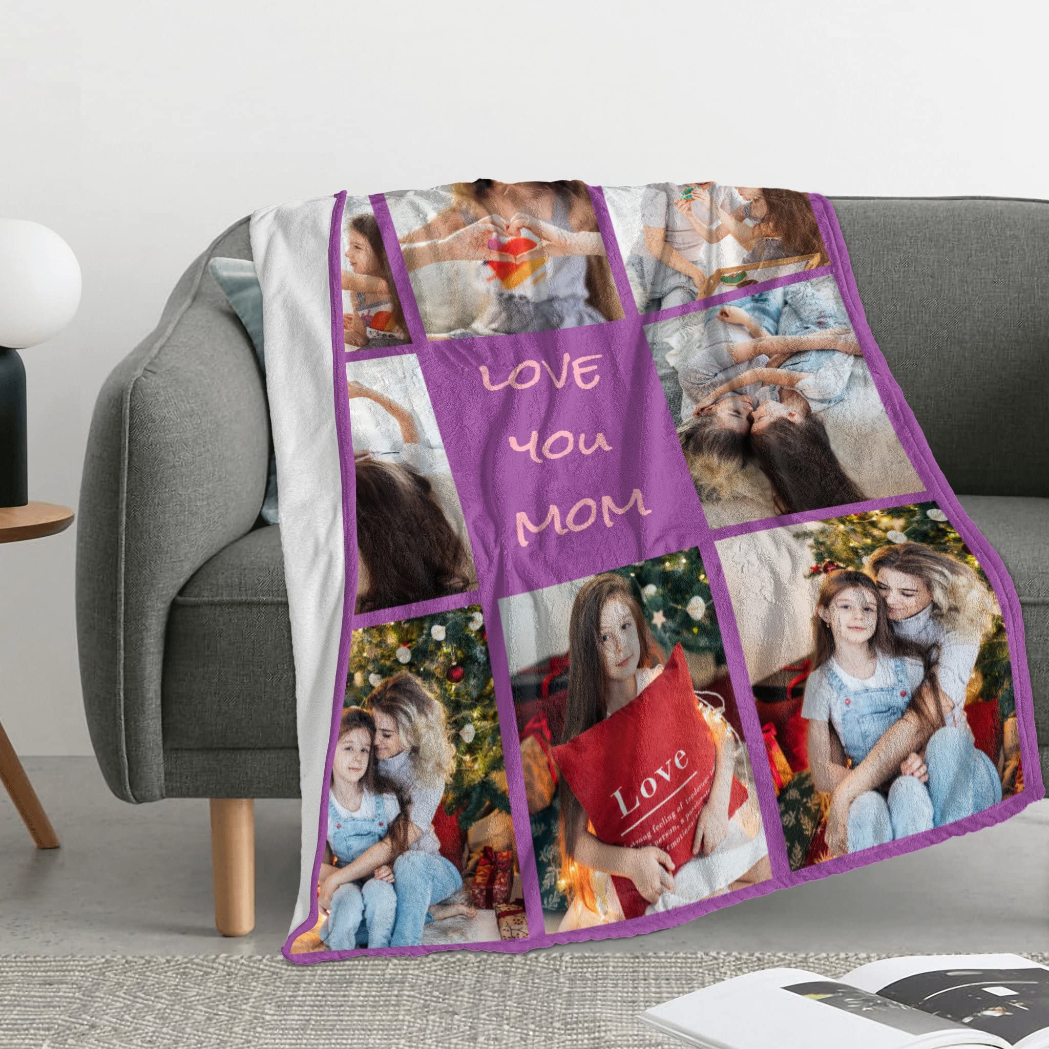 Custom Blanket with Photo， Funny Gifts for Boyfriend,Dad,Mom,Friends,New Year,Birthday