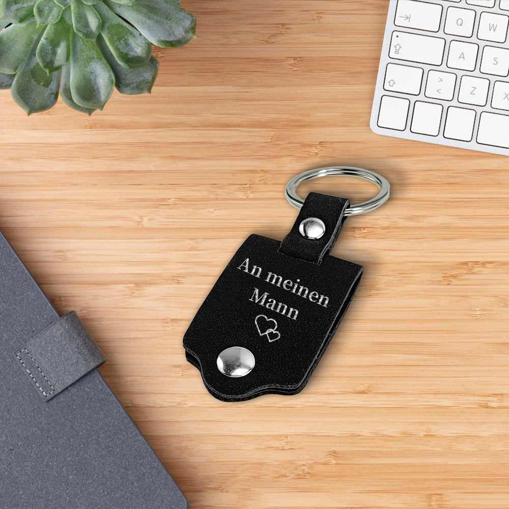 Personalized Photo & Text Leather Keychain-Fahr Vorsichtig, ich brauche dich hier bei mir