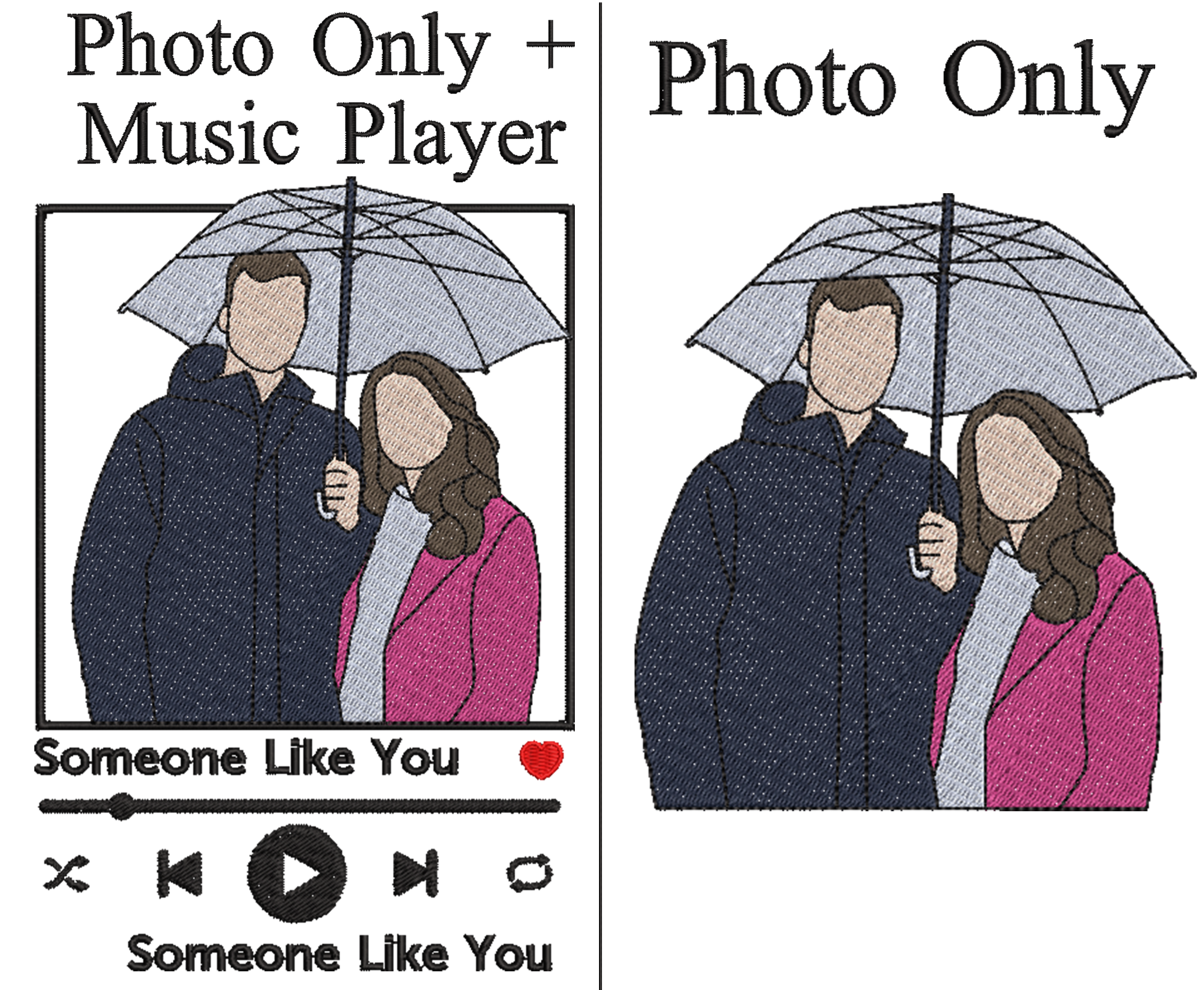 ❤️‍🔥(Best Selling)Custom Embroidered Sweatshirt Portrait Music Player Couple Valentine's Day Gift