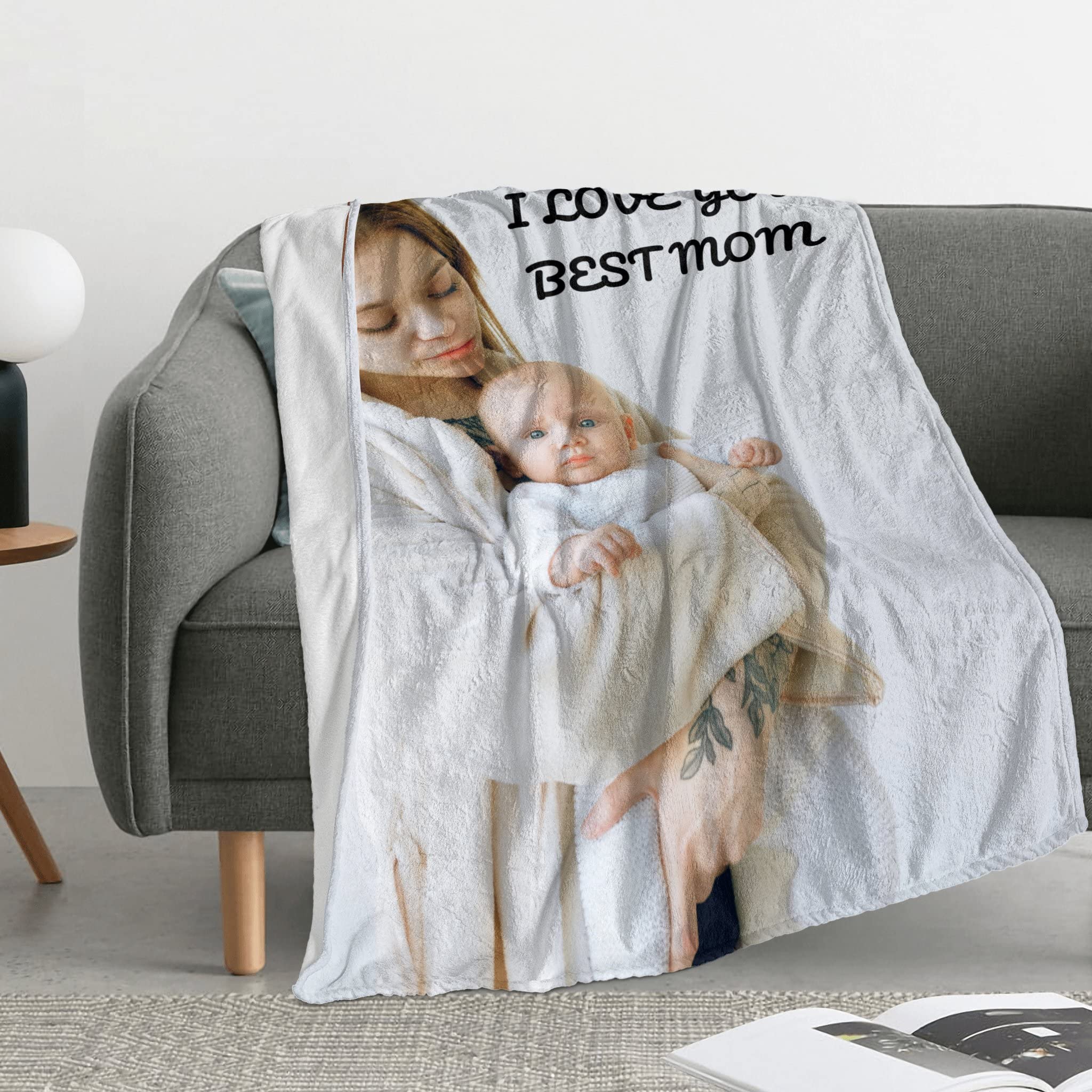 Custom Blanket with Photo， Funny Gifts for Boyfriend,Dad,Mom,Friends,New Year,Birthday
