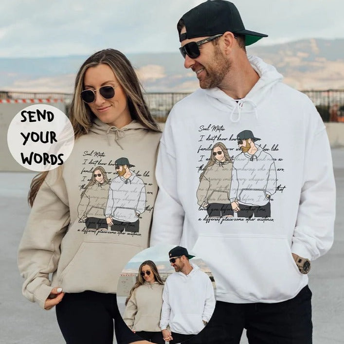 Confession Letter Custom Portrait Hoodie Couple Sweatshirt
