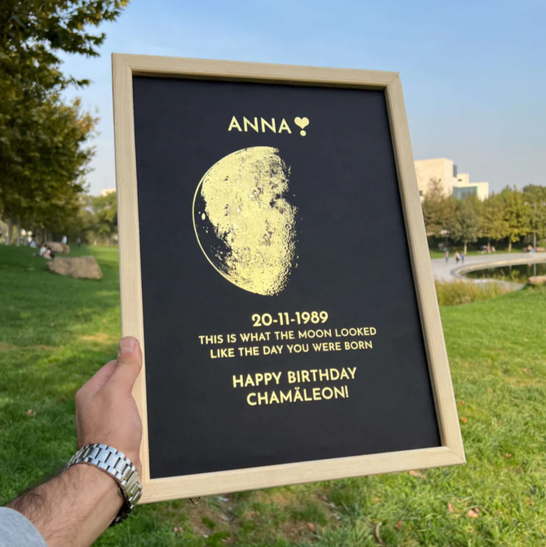 Custom Moon Art Frame/ REAL MOON PHASE - For Memory Gift