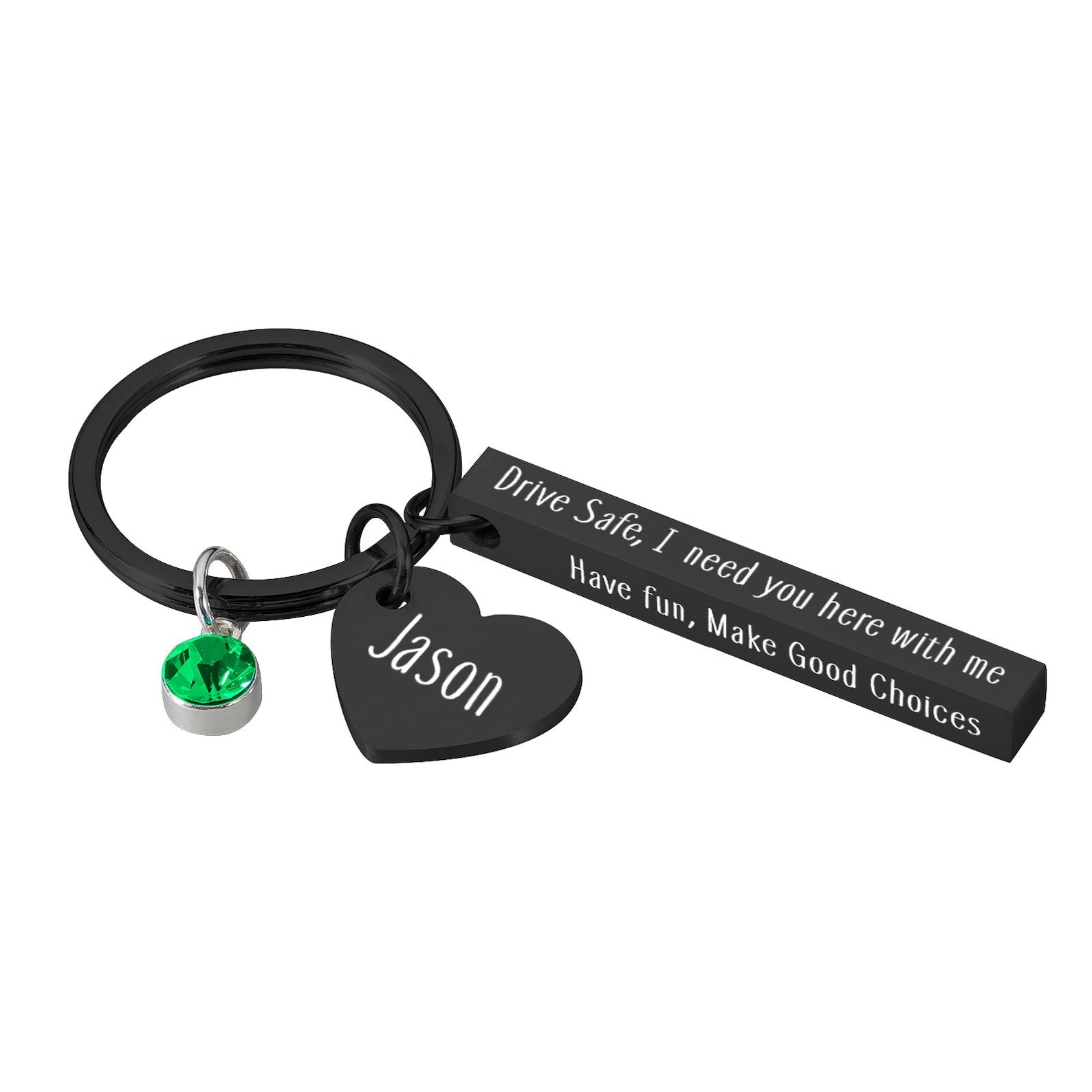 Vertical Bar Drive Safe Keychain Key Chain With Heart Charm