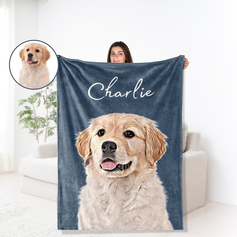 Custom Pet Blanket Using Pet Photo + Name Custom Dog Blanket Personalized Dog Blankets Cat Picture Blanket Pet Photo Blanket