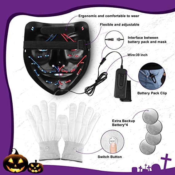 The LED halloween purge mask light up halloween coutume