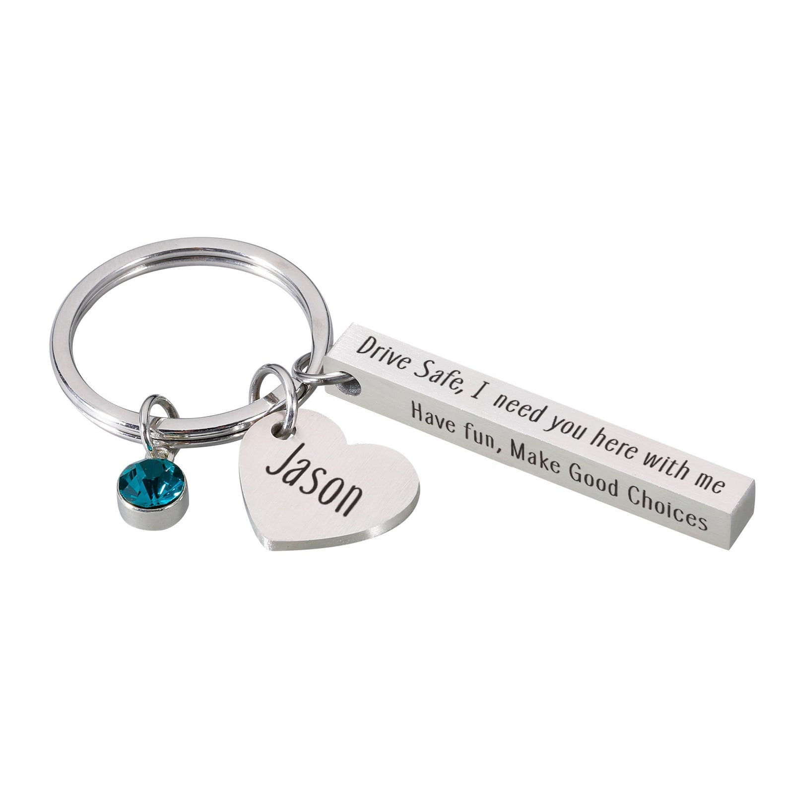 Vertical Bar Drive Safe Keychain Key Chain With Heart Charm