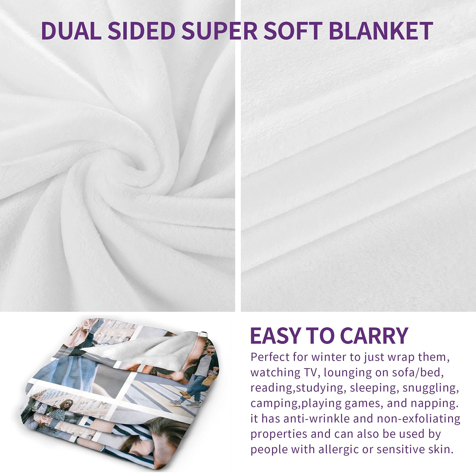 Custom Blanket with Photo， Funny Gifts for Boyfriend,Dad,Mom,Friends,New Year,Birthday