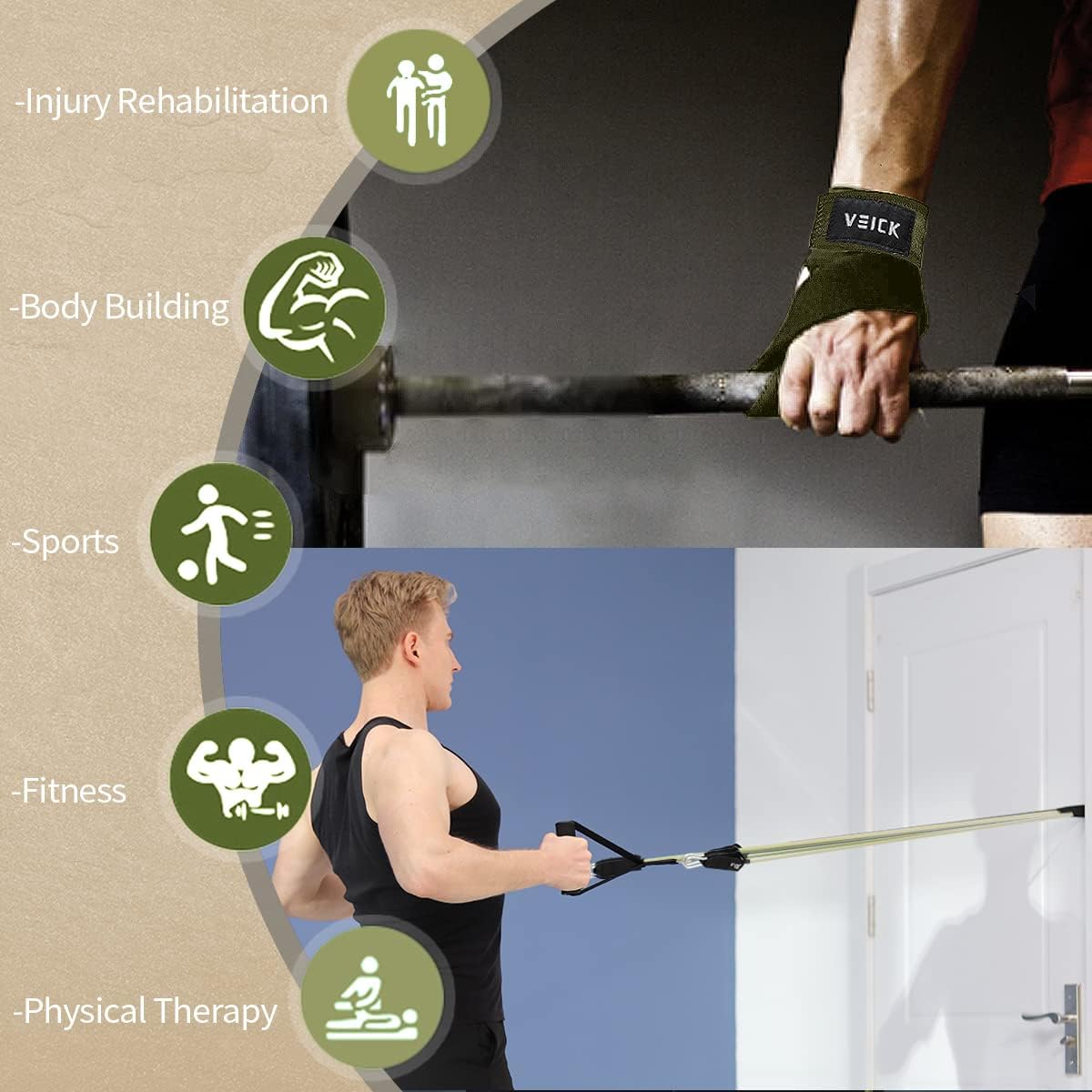 Resistance band set with handle for fitness - suitable for men and women