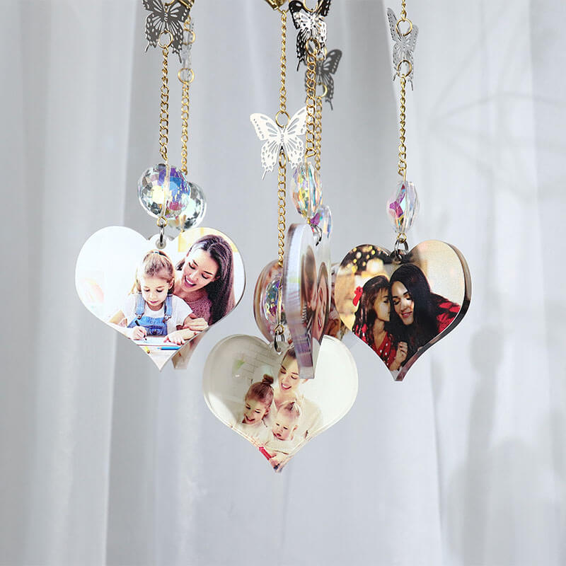 Personalized heart photo butterfly charm