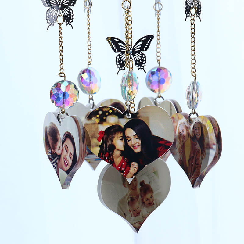 Personalized heart photo butterfly charm