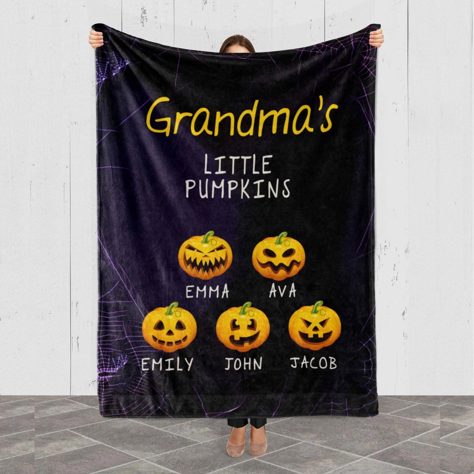 Personalized Pumpkin Halloween Blanket
