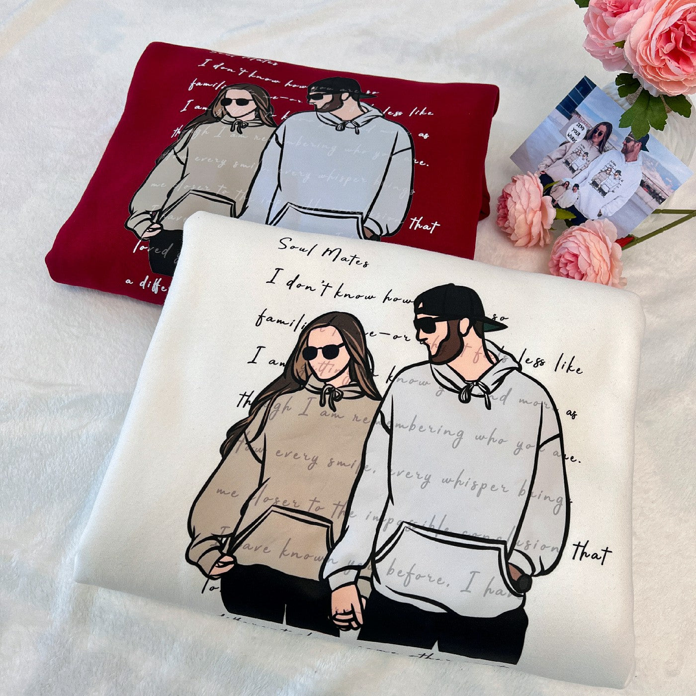 Confession Letter Custom Portrait Hoodie Couple Sweatshirt