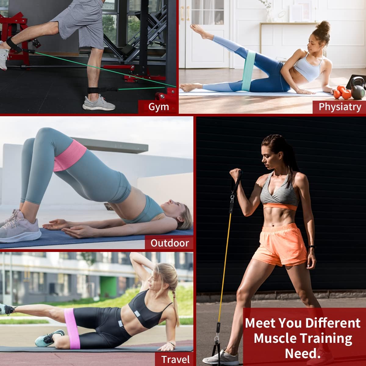 Resistance band set with handle for fitness - suitable for men and women