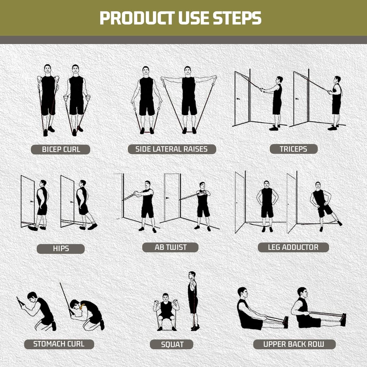Resistance band set with handle for fitness - suitable for men and women