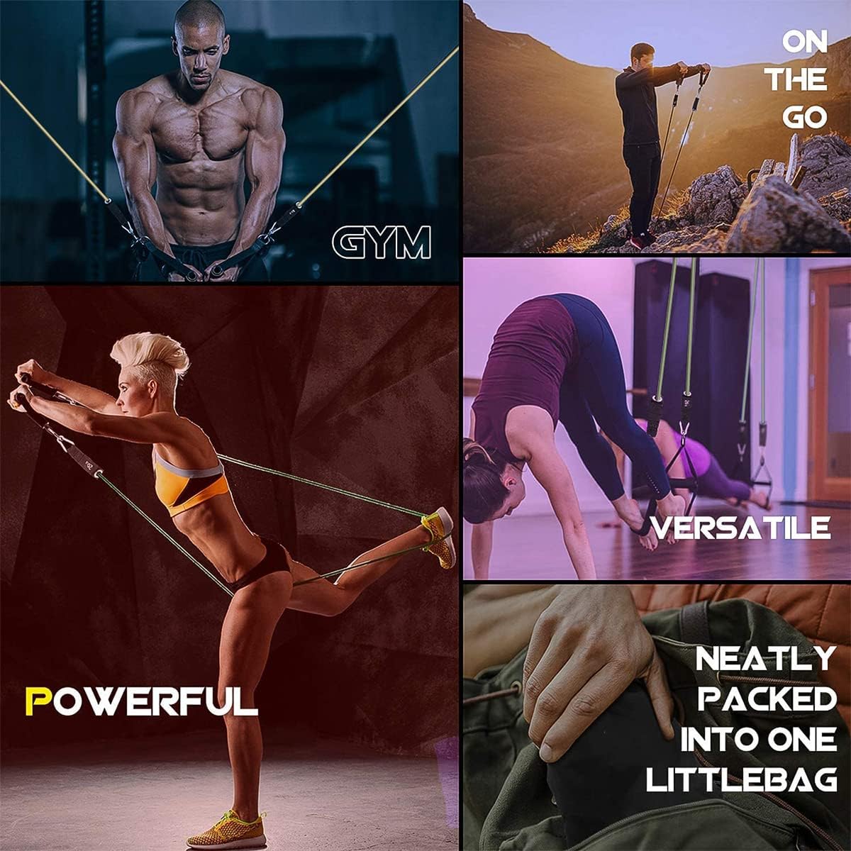 Resistance band set with handle for fitness - suitable for men and women