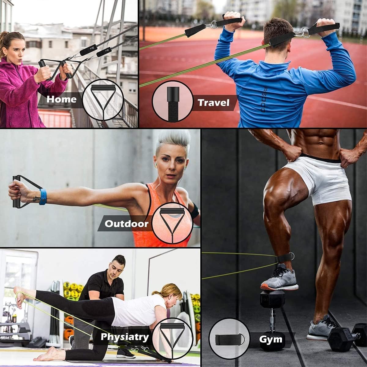 Resistance band set with handle for fitness - suitable for men and women