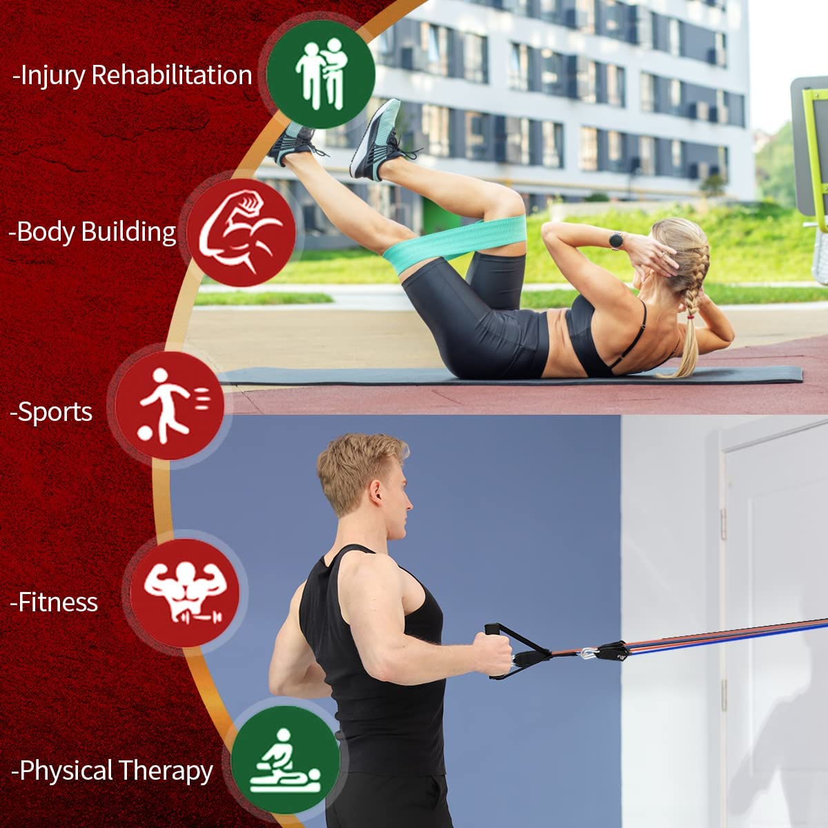 Resistance band set with handle for fitness - suitable for men and women