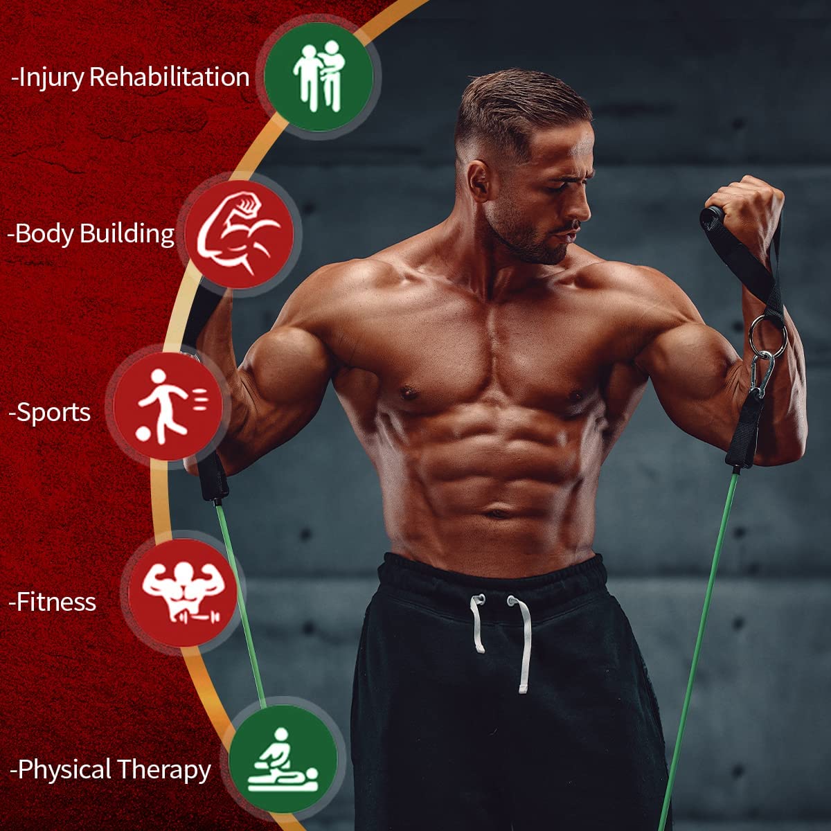 Resistance band set with handle for fitness - suitable for men and women