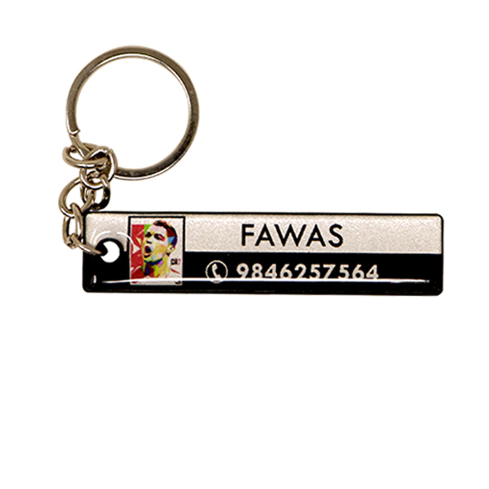 PHOTO NAME & NUMBER GEL RECTANGULAR KEYCHAIN