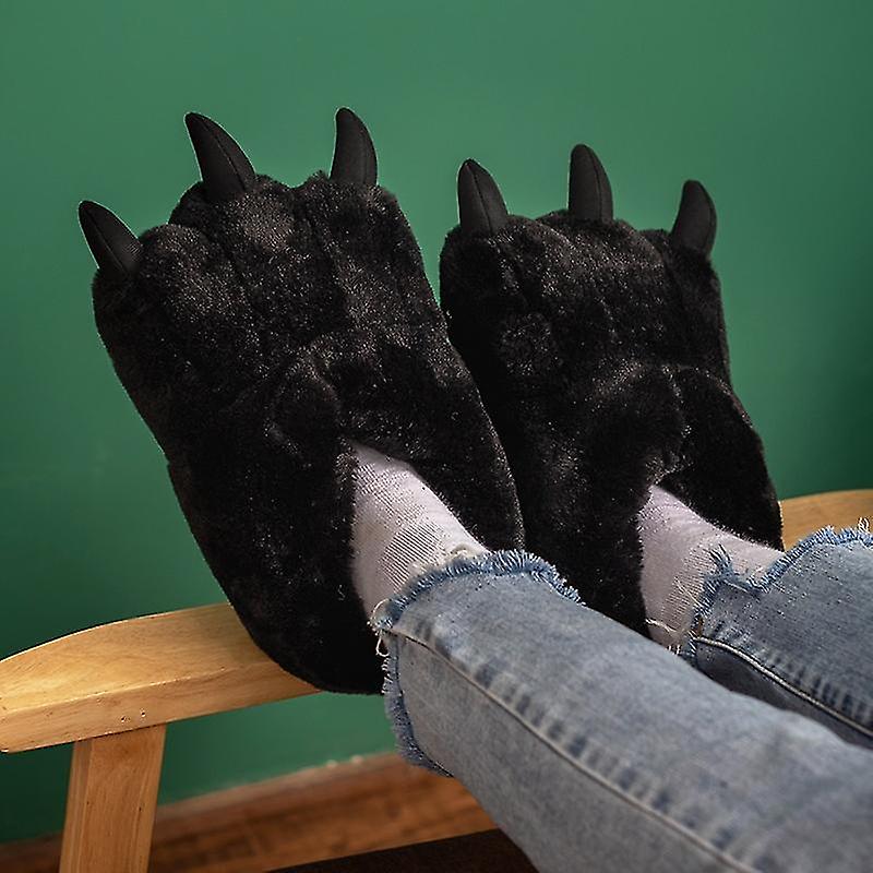 Adults Monster Dinosaur Claw Foot Fur Cuddly Indoor Slippers