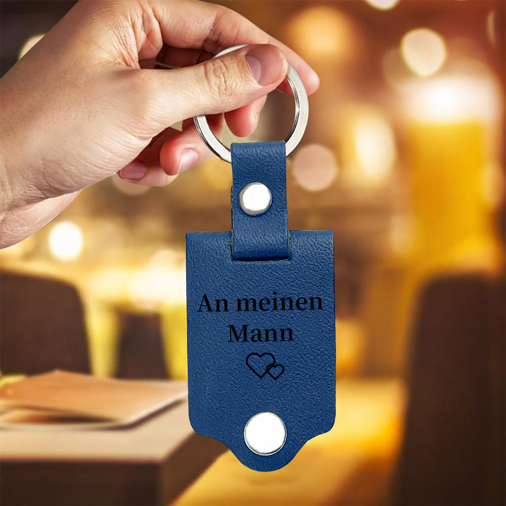 Personalized Photo & Text Leather Keychain-Fahr Vorsichtig, ich brauche dich hier bei mir