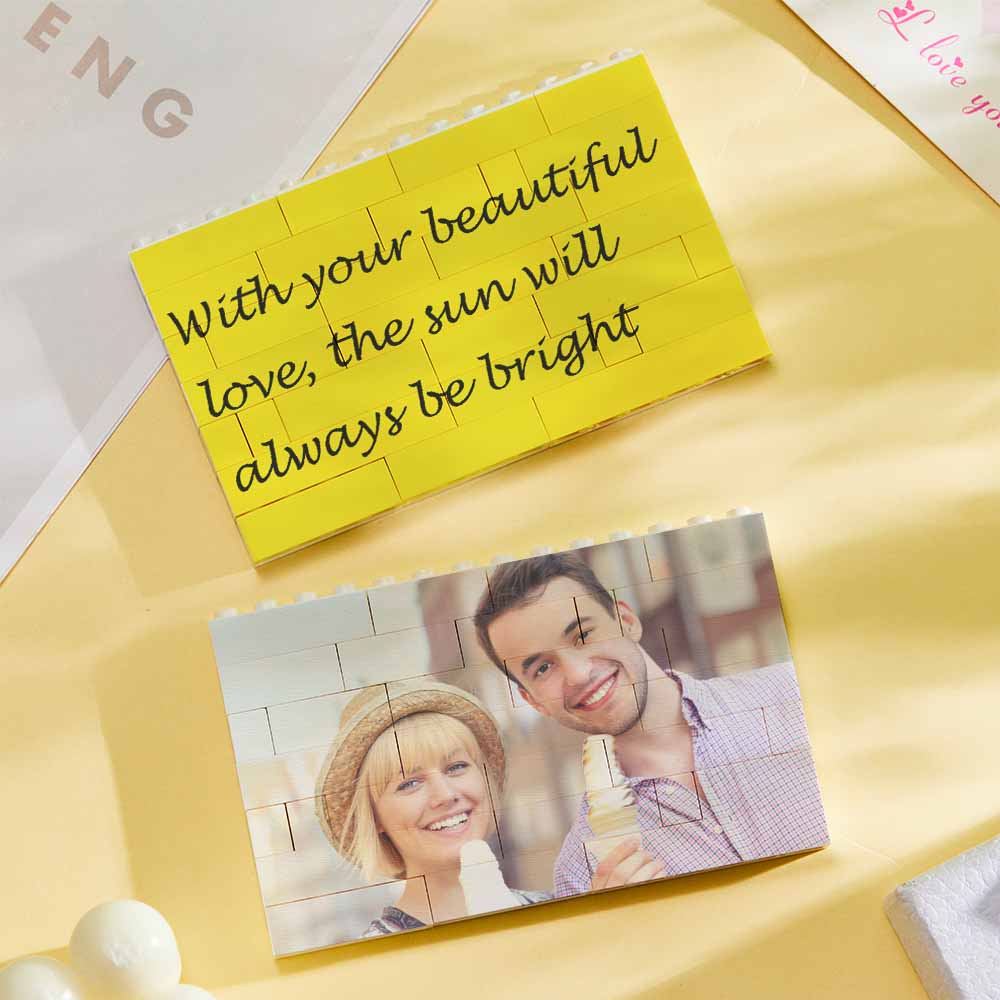 Personalized Small Building Brick Photo Block Horizontal Trio