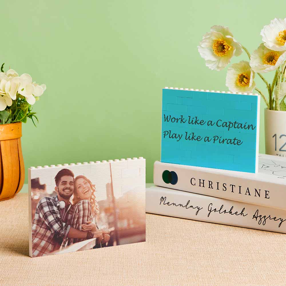 Personalized Small Building Brick Photo Block Horizontal Trio