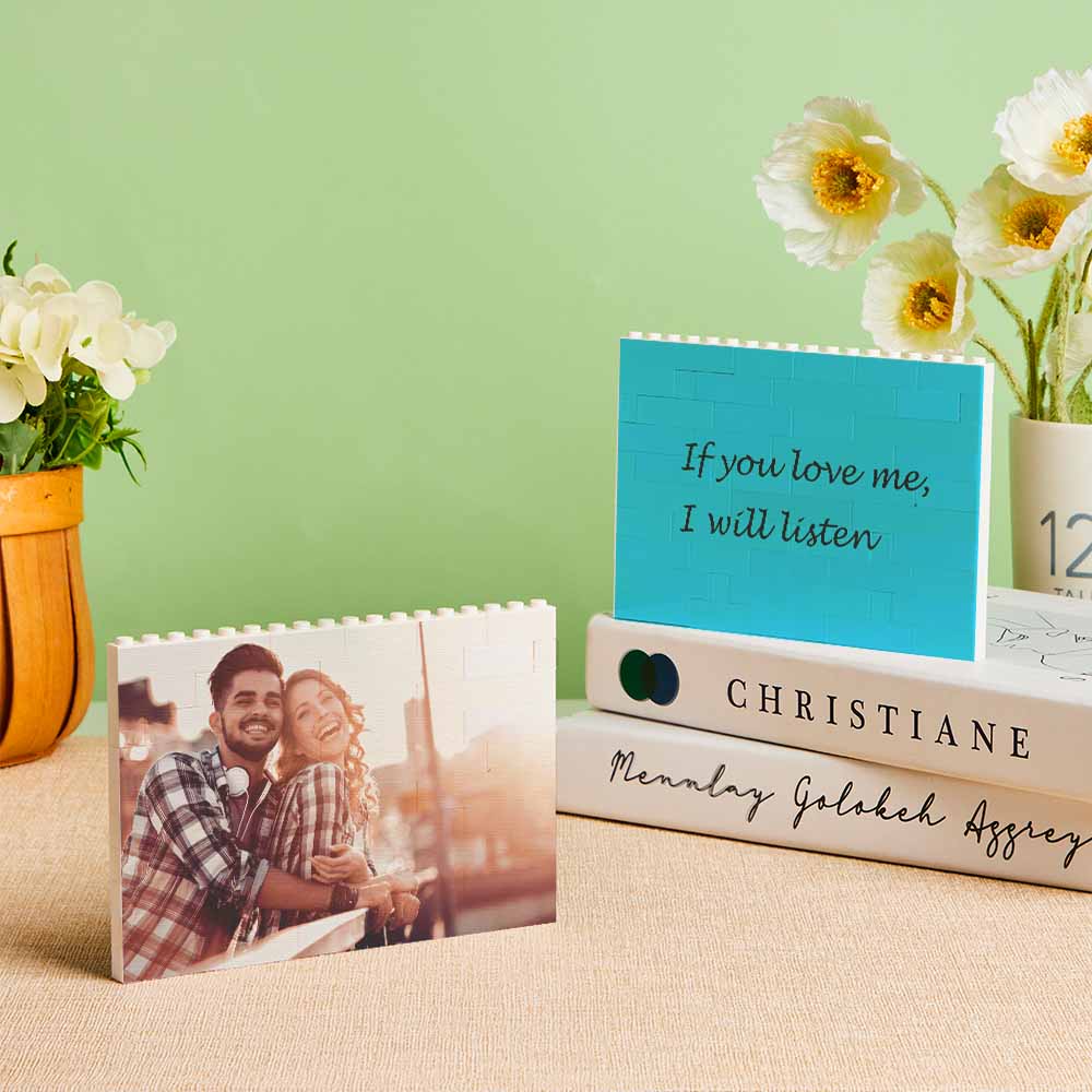 Personalized Small Building Brick Photo Block Horizontal Trio