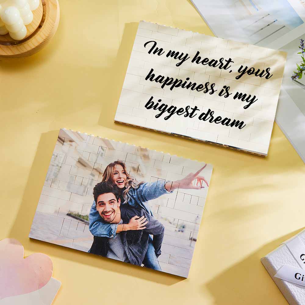 Personalized Small Building Brick Photo Block Horizontal Trio