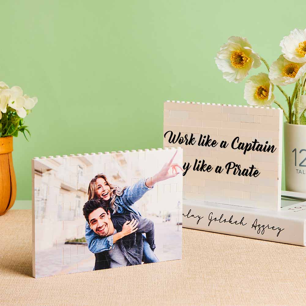 Personalized Small Building Brick Photo Block Horizontal Trio