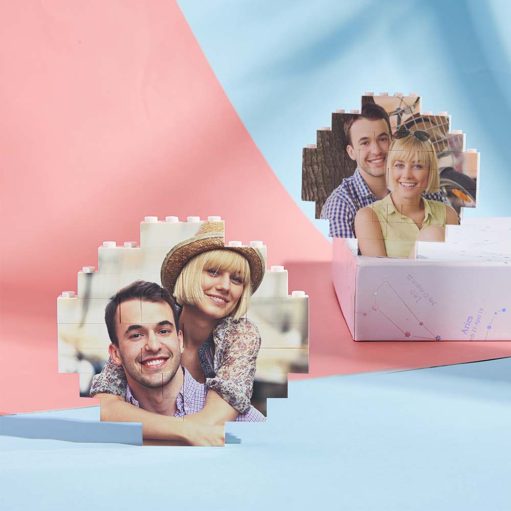Custom Music Code Personalized Building Block Puzzle Round Building Photo Brick Frame
