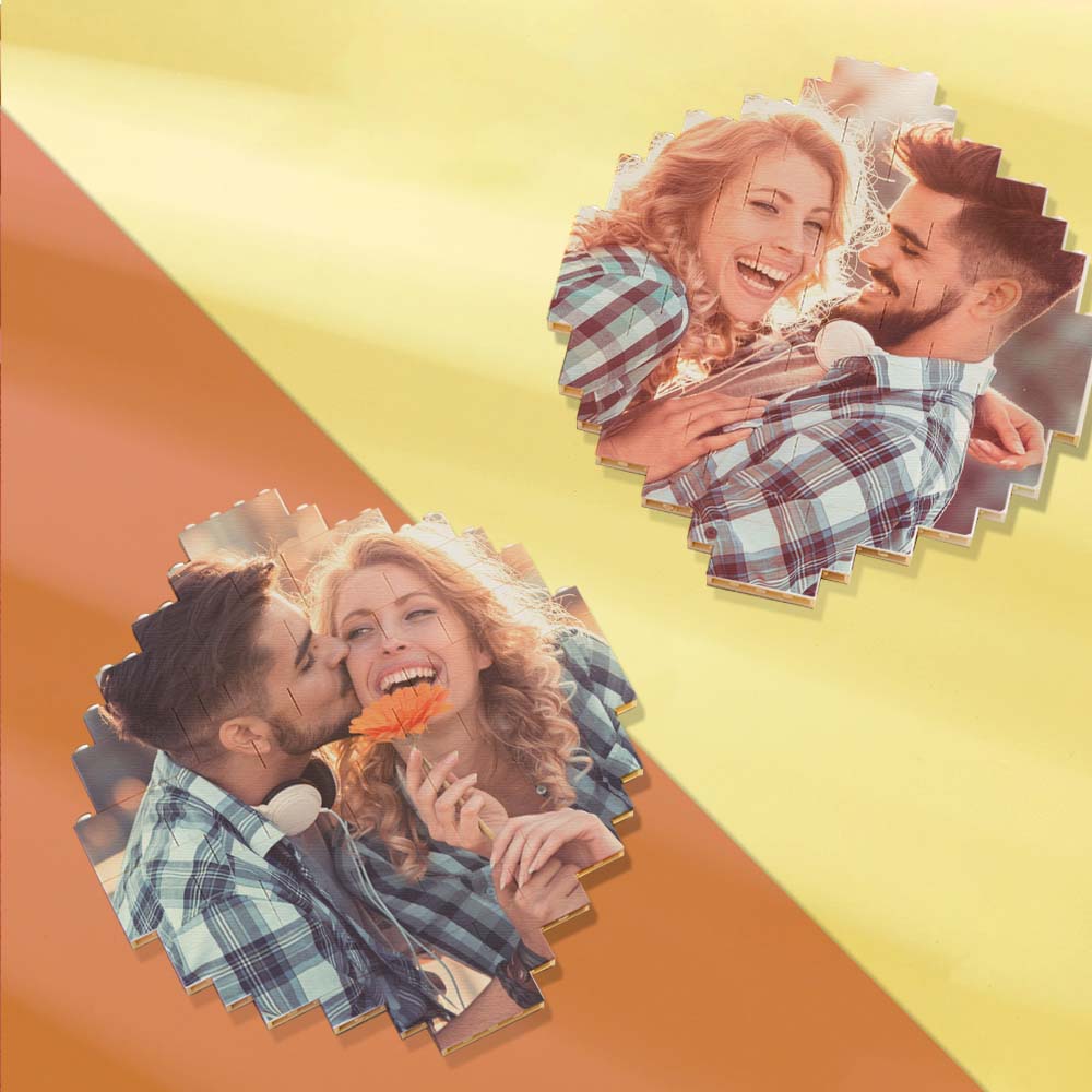 Custom Music Code Personalized Building Block Puzzle Round Building Photo Brick Frame