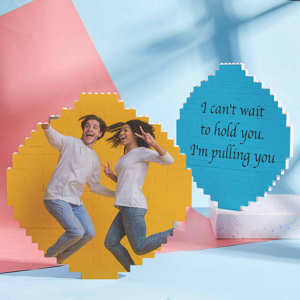 Custom Personalized Building Block Puzzle Round Building Brick Photo & Text Frame