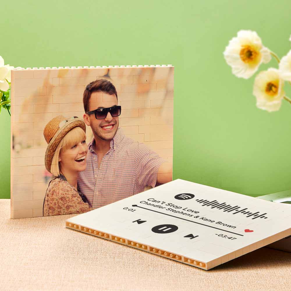 Personalized Small Building Brick Photo Block Horizontal Trio