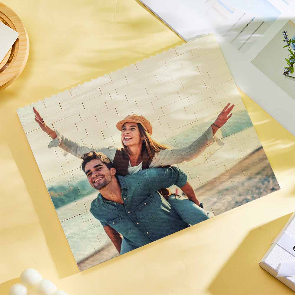 Personalized Small Building Brick Photo Block Horizontal Trio