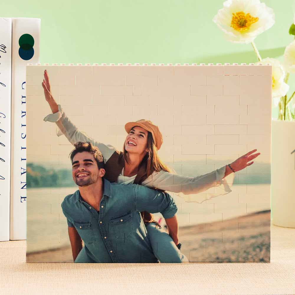 Personalized Small Building Brick Photo Block Horizontal Trio