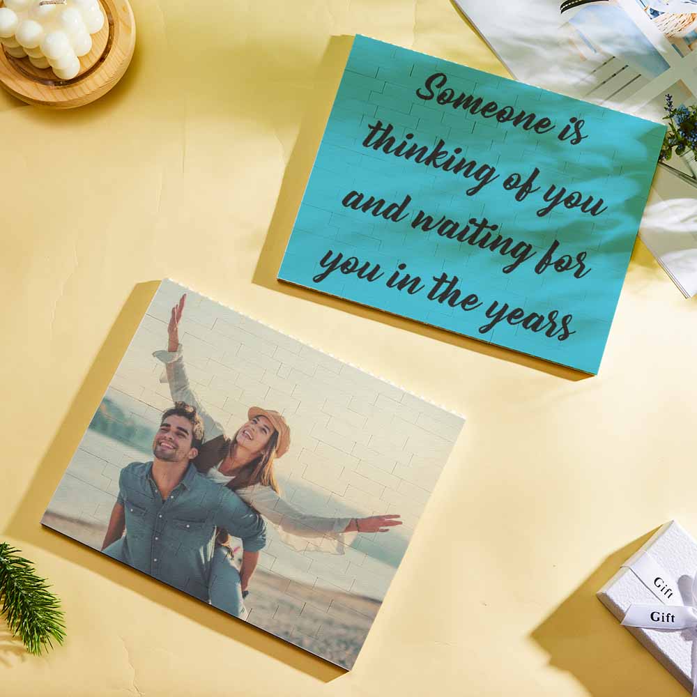 Personalized Small Building Brick Photo Block Horizontal Trio