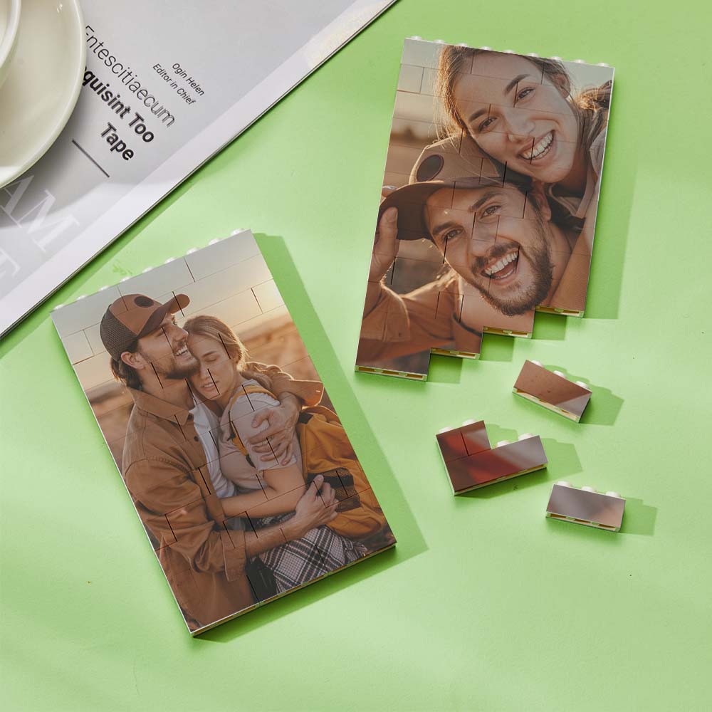 Personalized Building Block Puzzle Vertical Building Photo Brick Custom Single Sided Photo Frame
