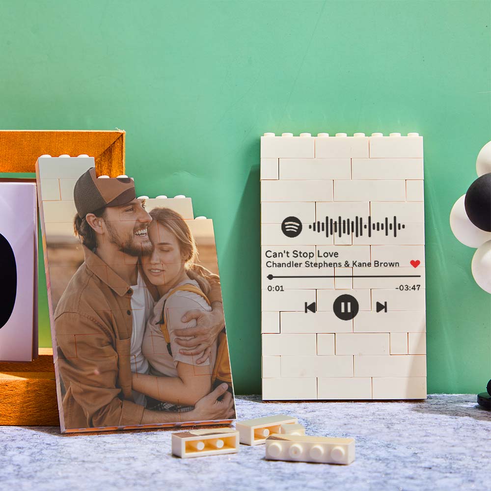 Personalized Building Block Puzzle Vertical Building Photo Brick Custom Single Sided Photo Frame