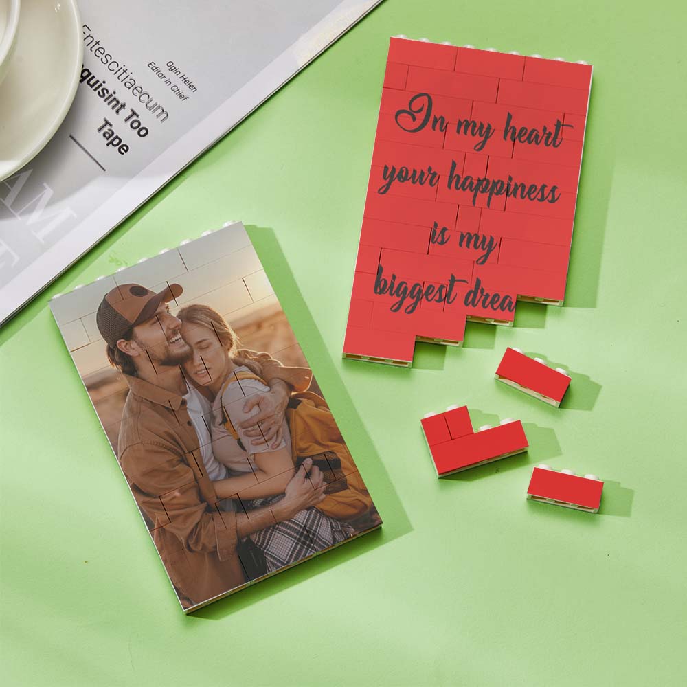 Personalized Building Block Puzzle Vertical Building Photo Brick Custom Single Sided Photo Frame