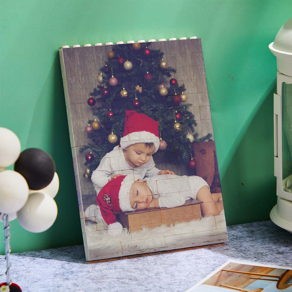 Personalized Building Block Puzzle Vertical Building Photo Brick Custom Single Sided Photo Frame