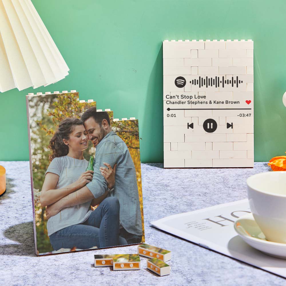 Personalized Building Block Puzzle Vertical Building Photo Brick Custom Single Sided Photo Frame