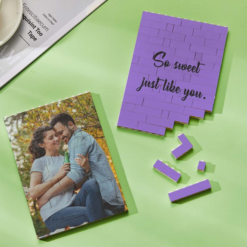 Personalized Building Block Puzzle Vertical Building Photo Brick Custom Single Sided Photo Frame